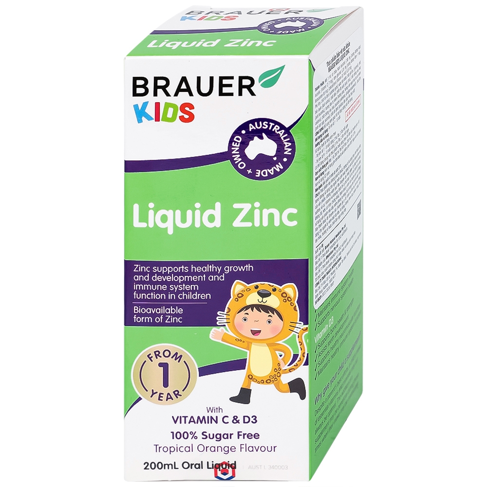 Hình ảnh Siro Brauer Baby & Kids Liquid Zinc bổ sung kẽm, tăng sức đề kháng cho trẻ (200ml)
