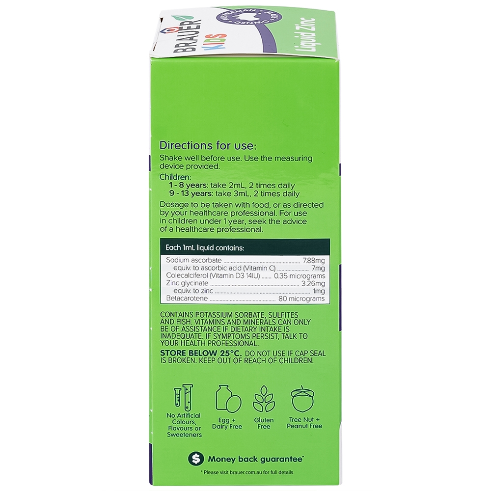 Hình ảnh Siro Brauer Baby & Kids Liquid Zinc bổ sung kẽm, tăng sức đề kháng cho trẻ (200ml)