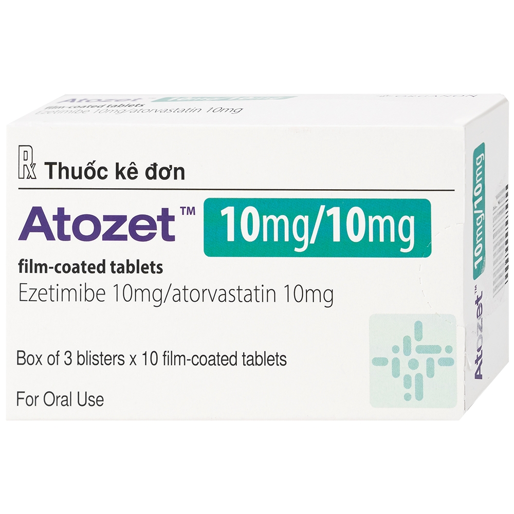 Hình ảnh Thuốc Atozet 10mg/10mg MSD điều trị rối loạn mỡ máu, phòng ngừa các bệnh tim mạch (3 vỉ x 10 viên)