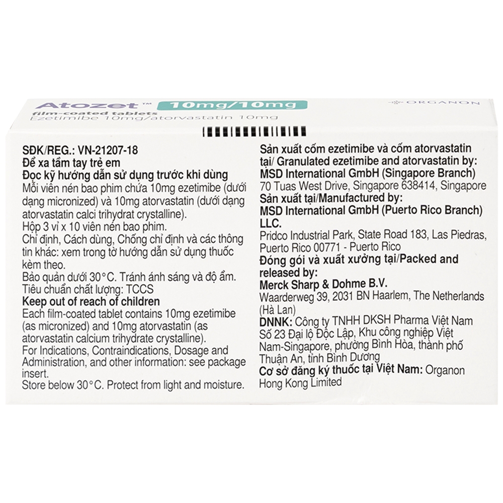 Hình ảnh Thuốc Atozet 10mg/10mg MSD điều trị rối loạn mỡ máu, phòng ngừa các bệnh tim mạch (3 vỉ x 10 viên)