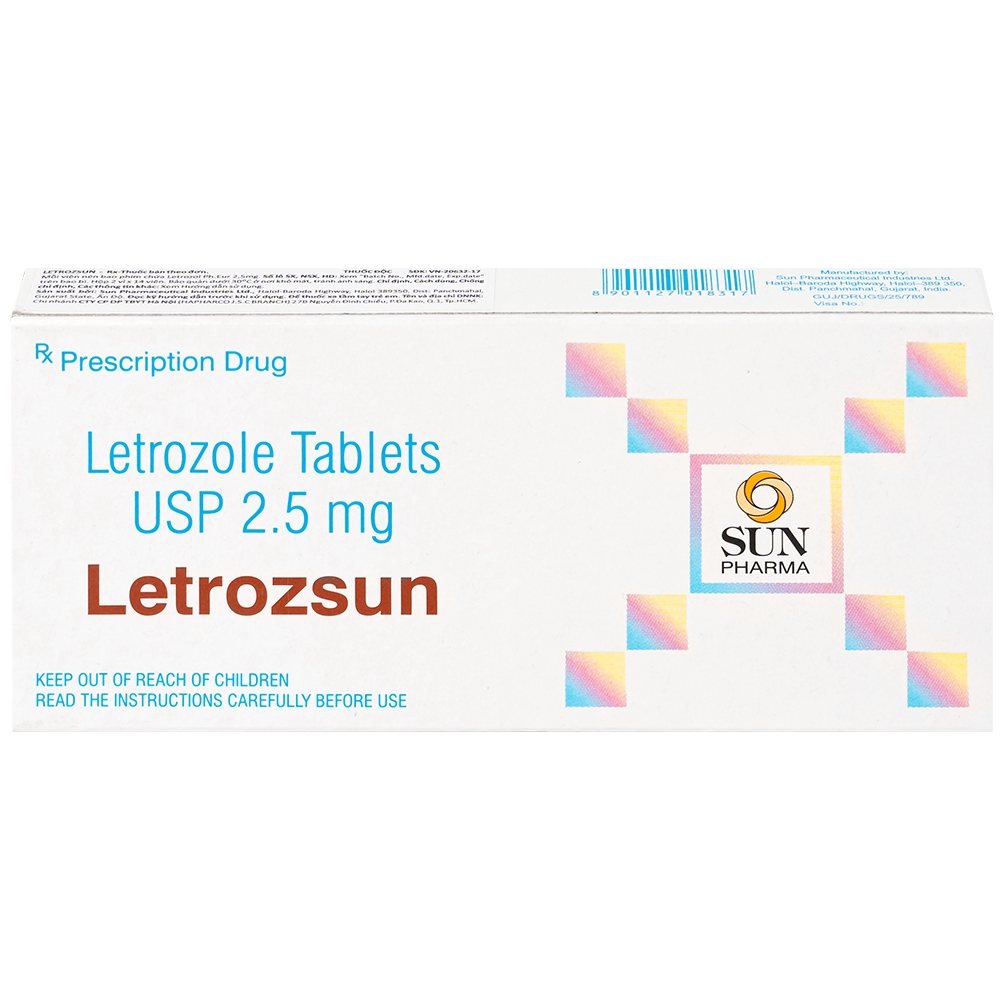 Hình ảnh Thuốc Letrozsun 2.5mg Sun Pharma hỗ trợ điều trị ung thư vú (2 vỉ x 14 viên)