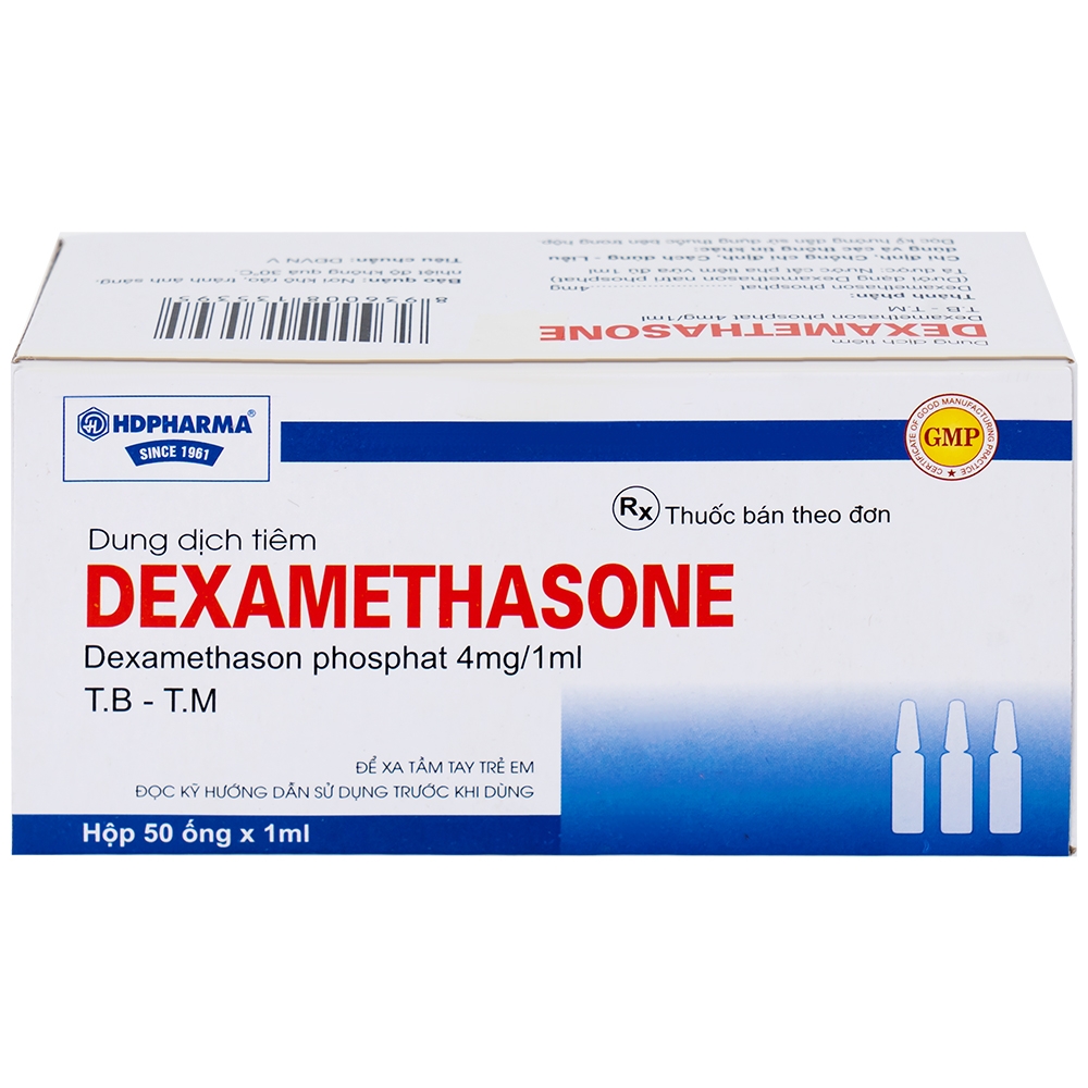 Hình ảnh Dung dịch tiêm Dexamethasone 4mg/1ml điều trị trạng thái hen, bệnh dị ứng nặng, phản ứng sau truyền máu (50 ống)