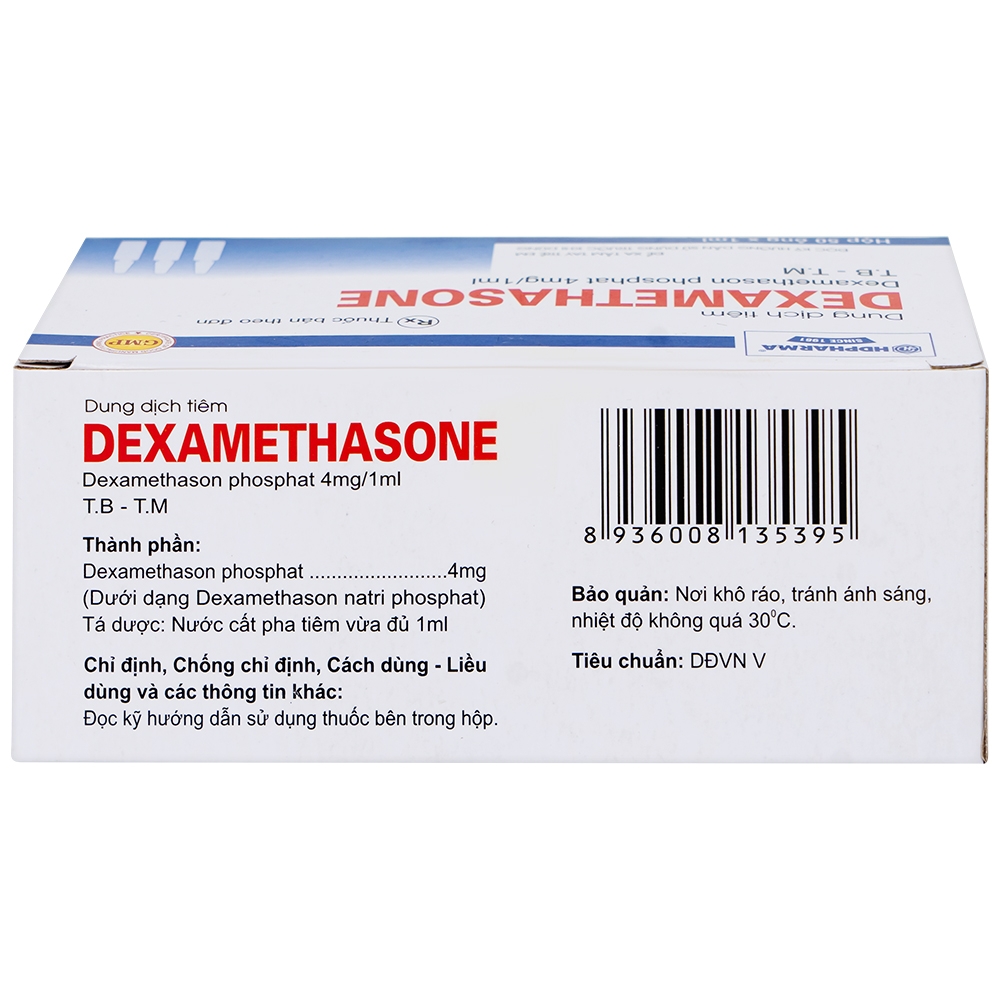 Hình ảnh Dung dịch tiêm Dexamethasone 4mg/1ml điều trị trạng thái hen, bệnh dị ứng nặng, phản ứng sau truyền máu (50 ống)