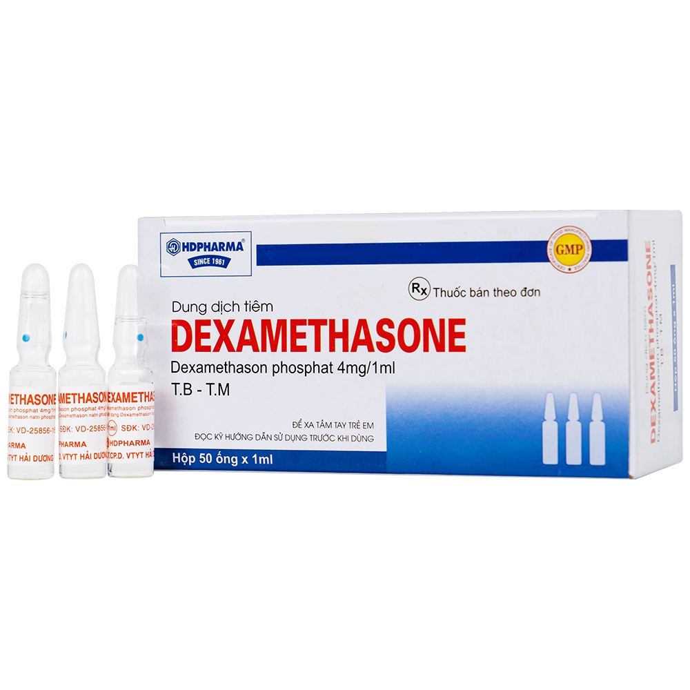 Hình ảnh Dung dịch tiêm Dexamethasone 4mg/1ml điều trị trạng thái hen, bệnh dị ứng nặng, phản ứng sau truyền máu (50 ống)