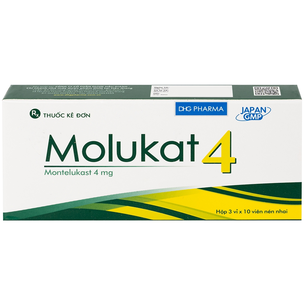 Hình ảnh Thuốc Molukat 4Mg Dhg phòng và điều trị hen suyễn mức nhẹ đến trung bình (3 vỉ x 10 viên)