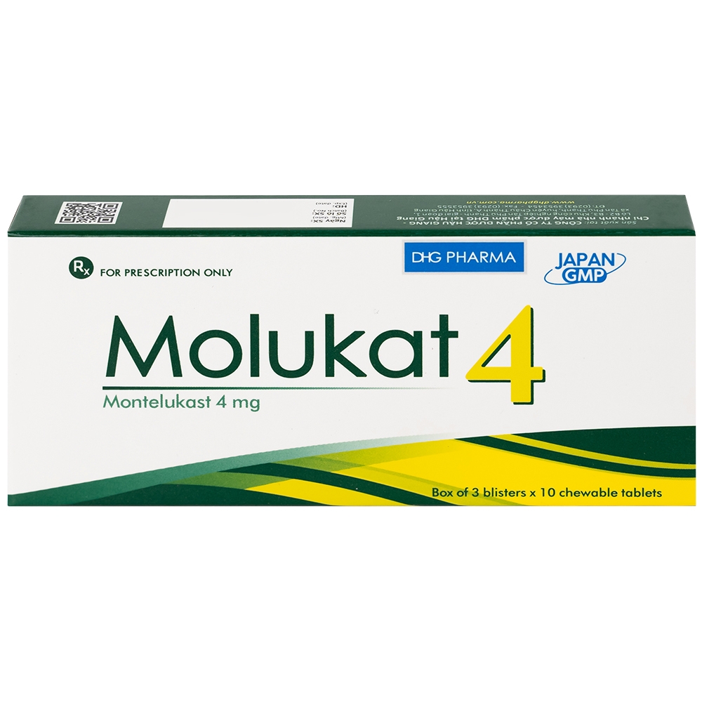 Hình ảnh Thuốc Molukat 4Mg Dhg phòng và điều trị hen suyễn mức nhẹ đến trung bình (3 vỉ x 10 viên)