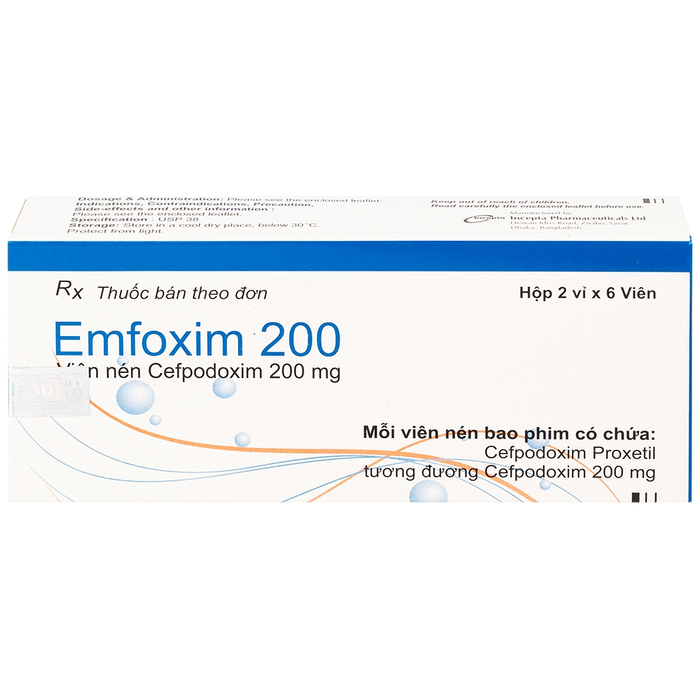 Hình ảnh Thuốc Emfoxim 200Mg Incepta điều trị các trường hợp nhiễm khuẩn từ nhẹ đến trung bình (2 vỉ x 6 viên)