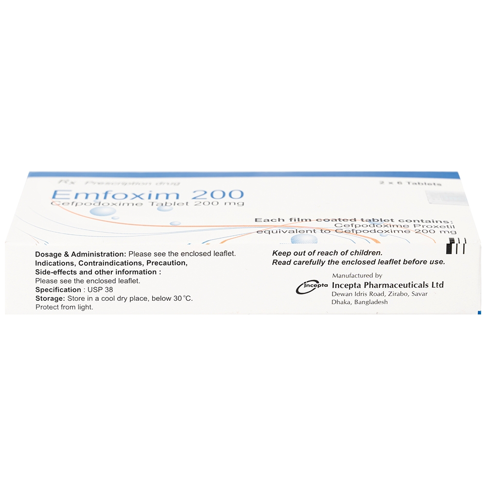 Hình ảnh Thuốc Emfoxim 200Mg Incepta điều trị các trường hợp nhiễm khuẩn từ nhẹ đến trung bình (2 vỉ x 6 viên)