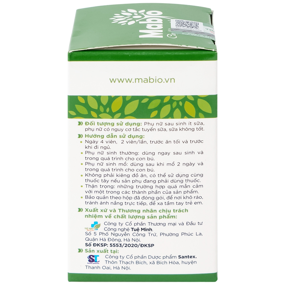 Hình ảnh Viên uống Mabio giúp lợi sữa, giảm nguy cơ tắc tuyến sữa (60 viên)