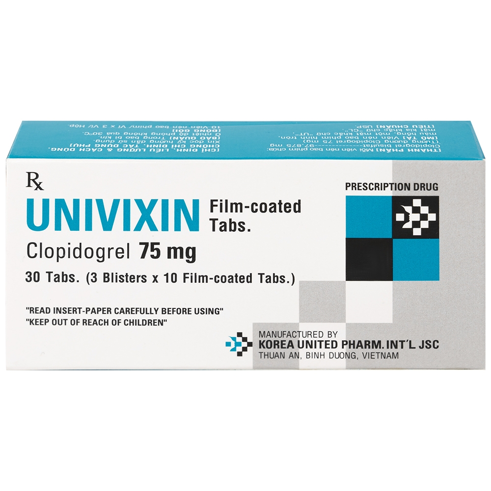 Hình ảnh Thuốc Univixin Clopidogrel 75mg Korea United giảm các biến cố do xơ vữa động mạch (3 vỉ x 10 viên)