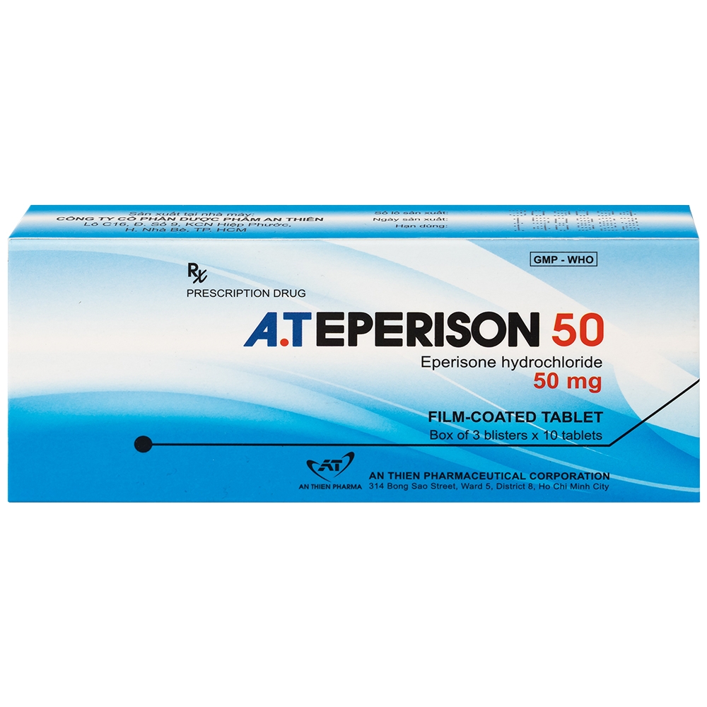 Hình ảnh Thuốc A.Teperison 50 An Thiên Pharma điều trị thoái hóa cột sống cổ, bệnh mạch máu não (3 vỉ x 10 viên)