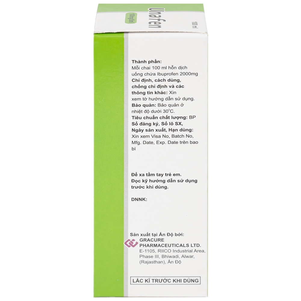 Hình ảnh Dung dịch uống Unafen 100mg/5ml Gracure giảm đau, kháng viêm, hạ sốt (100ml)