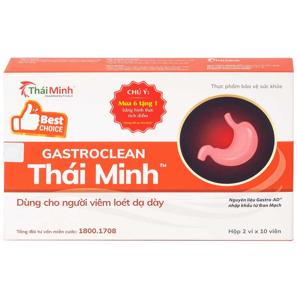 Hình ảnh Viên nang cứng Gastroclean Thái Minh dùng cho người viêm loét dạ dày (2 vỉ x 10 viên)