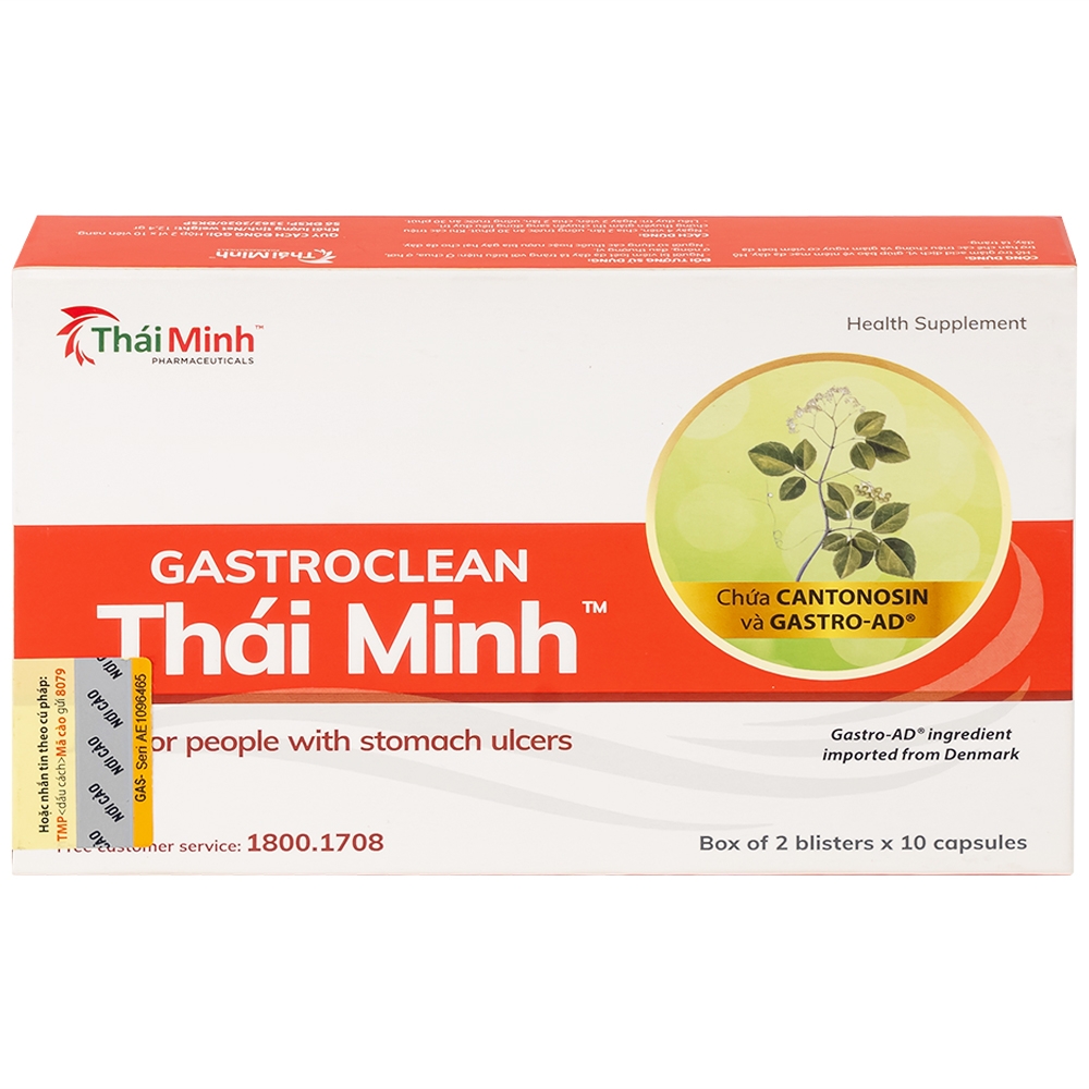 Hình ảnh Viên nang cứng Gastroclean Thái Minh dùng cho người viêm loét dạ dày (2 vỉ x 10 viên)