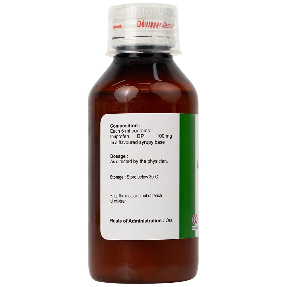 Hình ảnh Dung dịch uống Unafen 100mg/5ml Gracure giảm đau, kháng viêm, hạ sốt (100ml)
