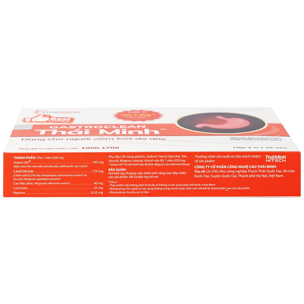 Hình ảnh Viên nang cứng Gastroclean Thái Minh dùng cho người viêm loét dạ dày (2 vỉ x 10 viên)