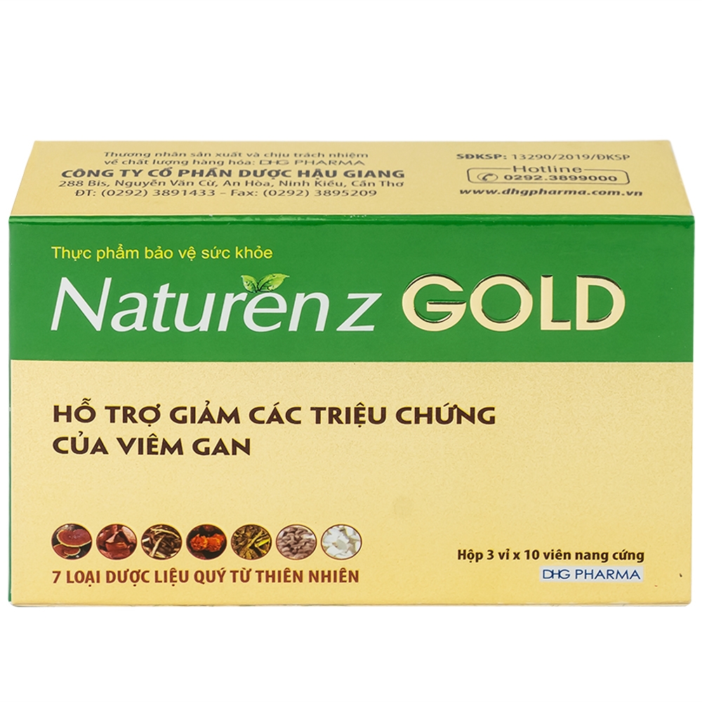 Hình ảnh Viên nang cứng Naturenz Gold DHG Pharma hỗ trợ giảm các triệu chứng của viêm gan (3 vỉ x 10 viên)