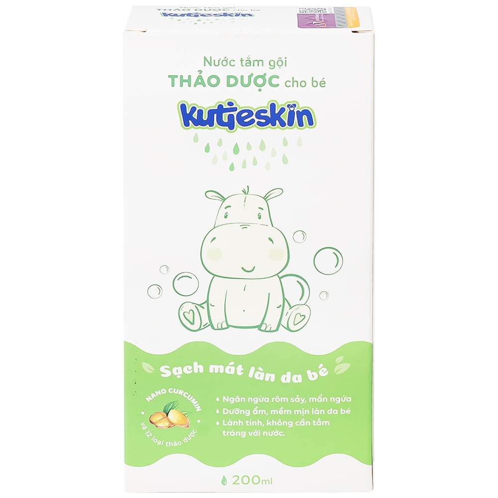 Hình ảnh Nước tắm gội Thảo Dược cho bé Kutieskin ngăn ngừa rôm sảy, mẩn ngứa, giúp dưỡng ẩm da bé (200ml)