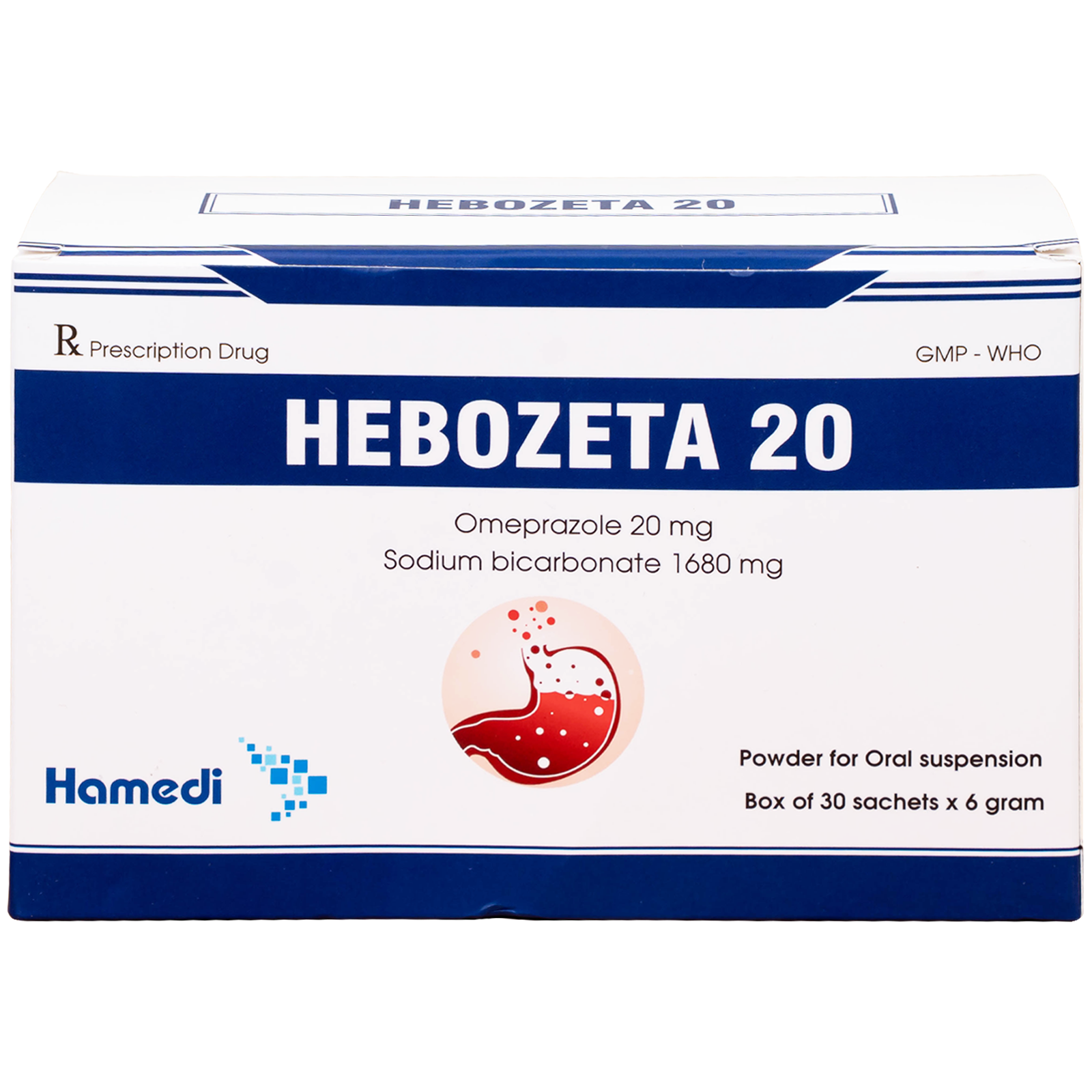 Hình ảnh Thuốc Hebozeta 20 Hamedi điều trị ngắn hạn loét tá tràng tiến triển (30 gói)