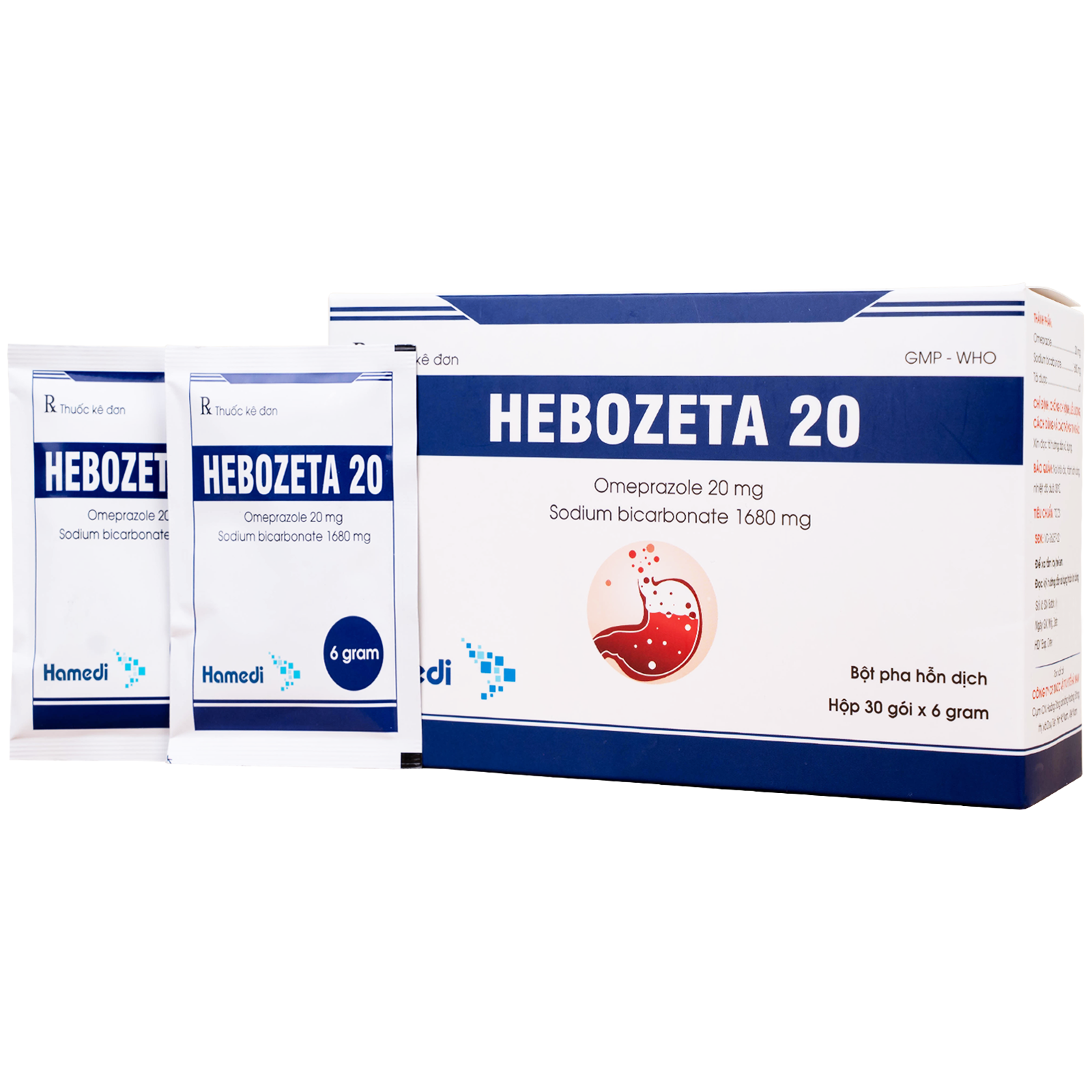 Hình ảnh Thuốc Hebozeta 20 Hamedi điều trị ngắn hạn loét tá tràng tiến triển (30 gói)