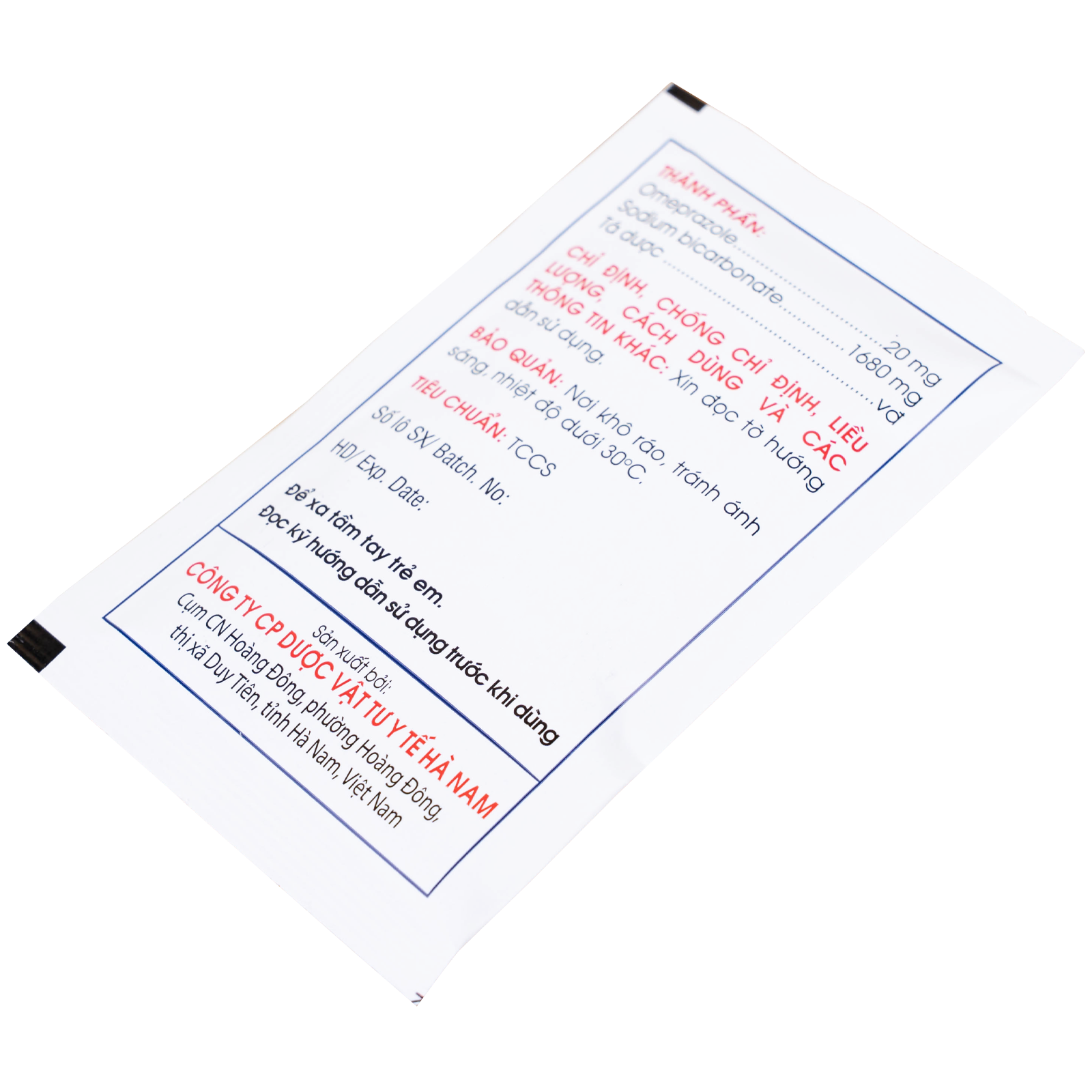 Hình ảnh Thuốc Hebozeta 20 Hamedi điều trị ngắn hạn loét tá tràng tiến triển (30 gói)