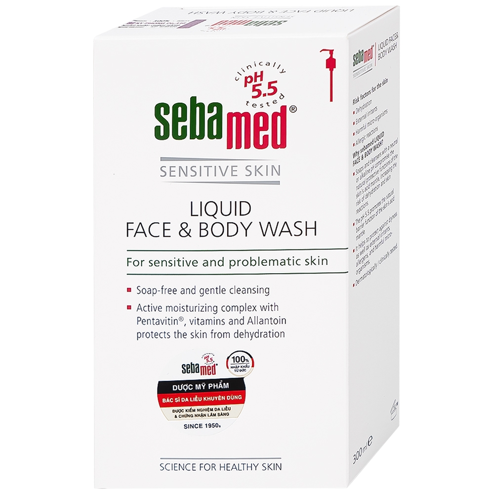 Hình ảnh Sữa rữa mặt và tắm toàn thân Liquid Face & Body Wash Sebamed giúp làm sạch bụi bẩn, bã nhờn trên da (300ml)