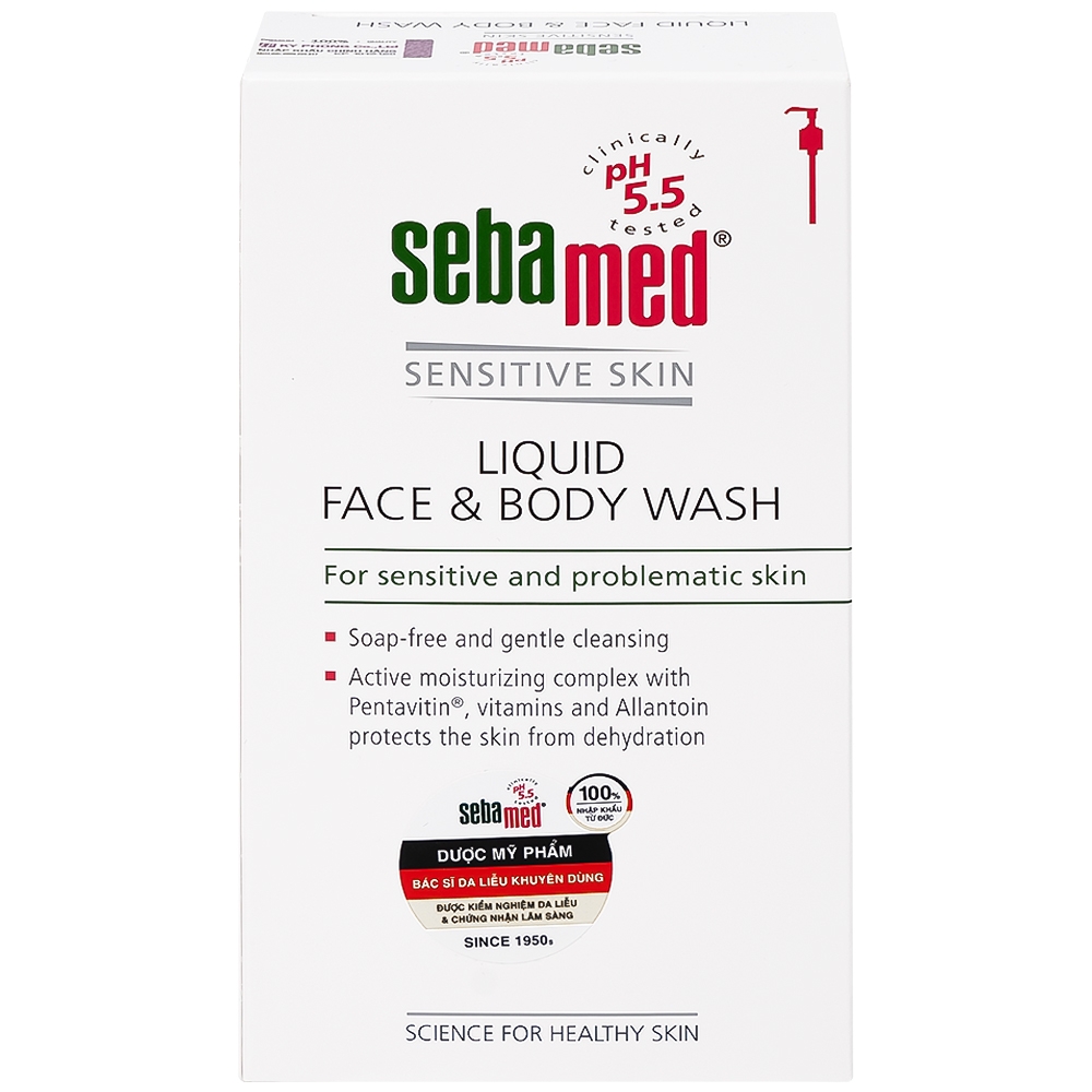 Hình ảnh Sữa rữa mặt và tắm toàn thân Liquid Face & Body Wash Sebamed giúp làm sạch bụi bẩn, bã nhờn trên da (300ml)