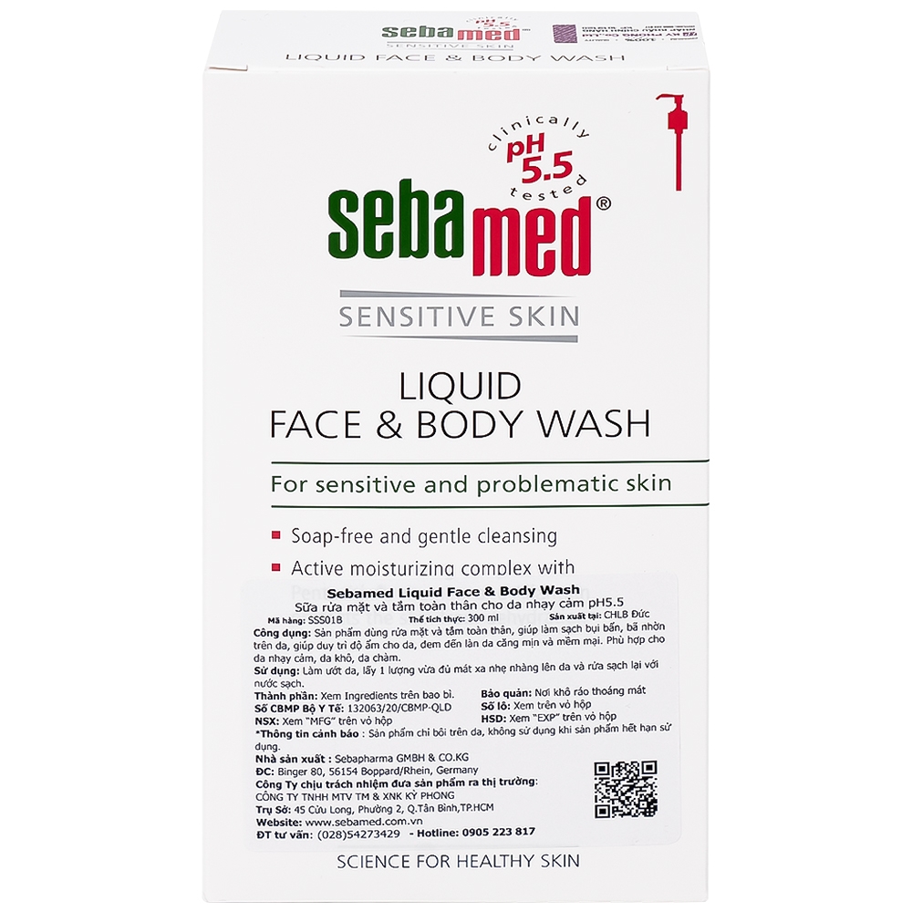 Hình ảnh Sữa rữa mặt và tắm toàn thân Liquid Face & Body Wash Sebamed giúp làm sạch bụi bẩn, bã nhờn trên da (300ml)