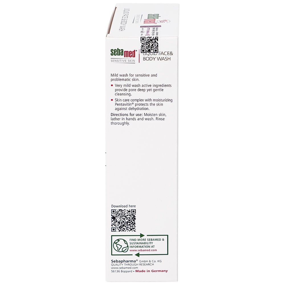 Hình ảnh Sữa rữa mặt và tắm toàn thân Liquid Face & Body Wash Sebamed giúp làm sạch bụi bẩn, bã nhờn trên da (300ml)