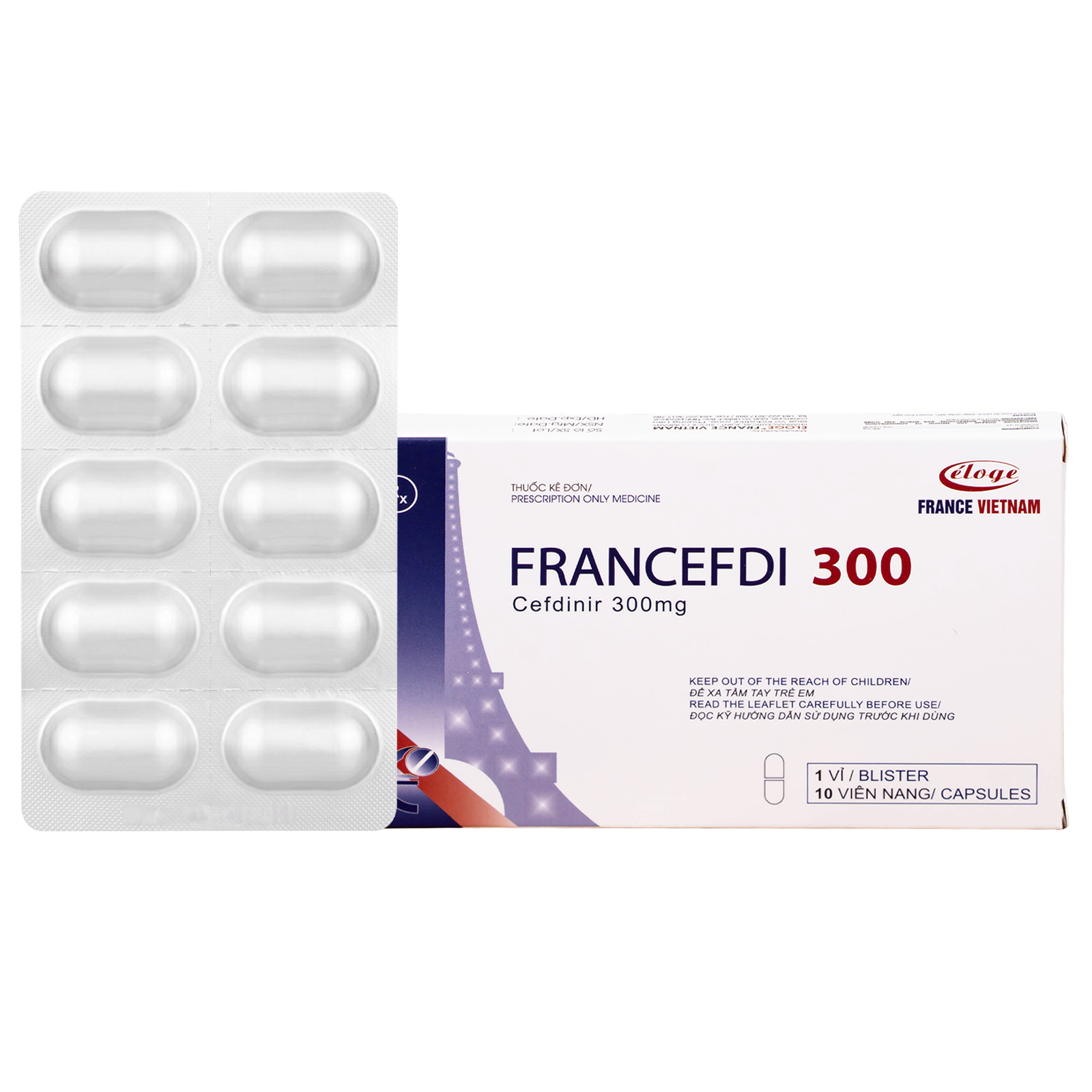 Hình ảnh Thuốc Francefdi 300mg Eloge trị viêm họng, viêm amidan, viêm xoang, viêm phế quản (1 vỉ x 10 viên)