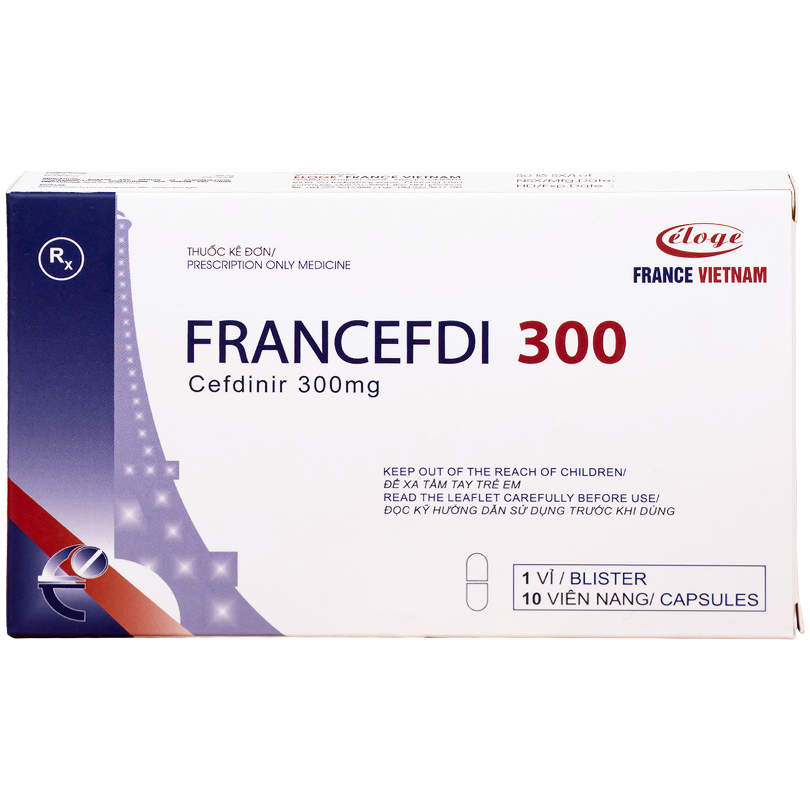 Hình ảnh Thuốc Francefdi 300mg Eloge trị viêm họng, viêm amidan, viêm xoang, viêm phế quản (1 vỉ x 10 viên)