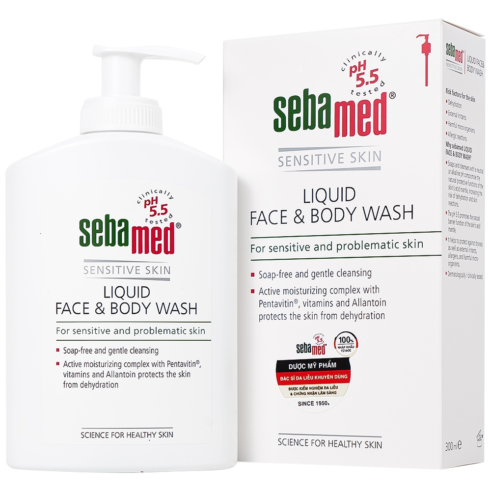 Hình ảnh Sữa rữa mặt và tắm toàn thân Liquid Face & Body Wash Sebamed giúp làm sạch bụi bẩn, bã nhờn trên da (300ml)
