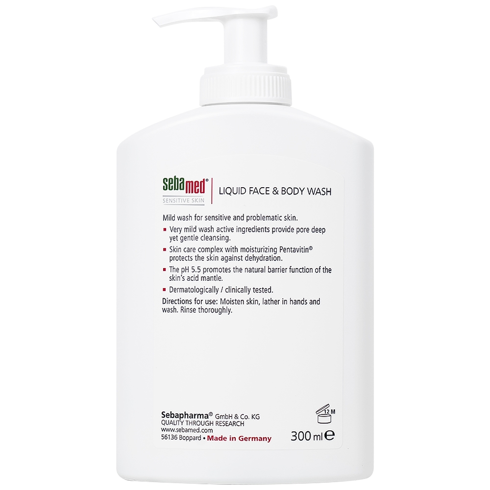 Hình ảnh Sữa rữa mặt và tắm toàn thân Liquid Face & Body Wash Sebamed giúp làm sạch bụi bẩn, bã nhờn trên da (300ml)