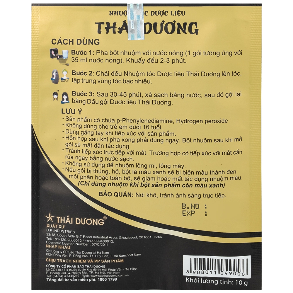 Hình ảnh Nhuộm tóc dược liệu Thái Dương nhuộm phần tóc bạc (5 gói)