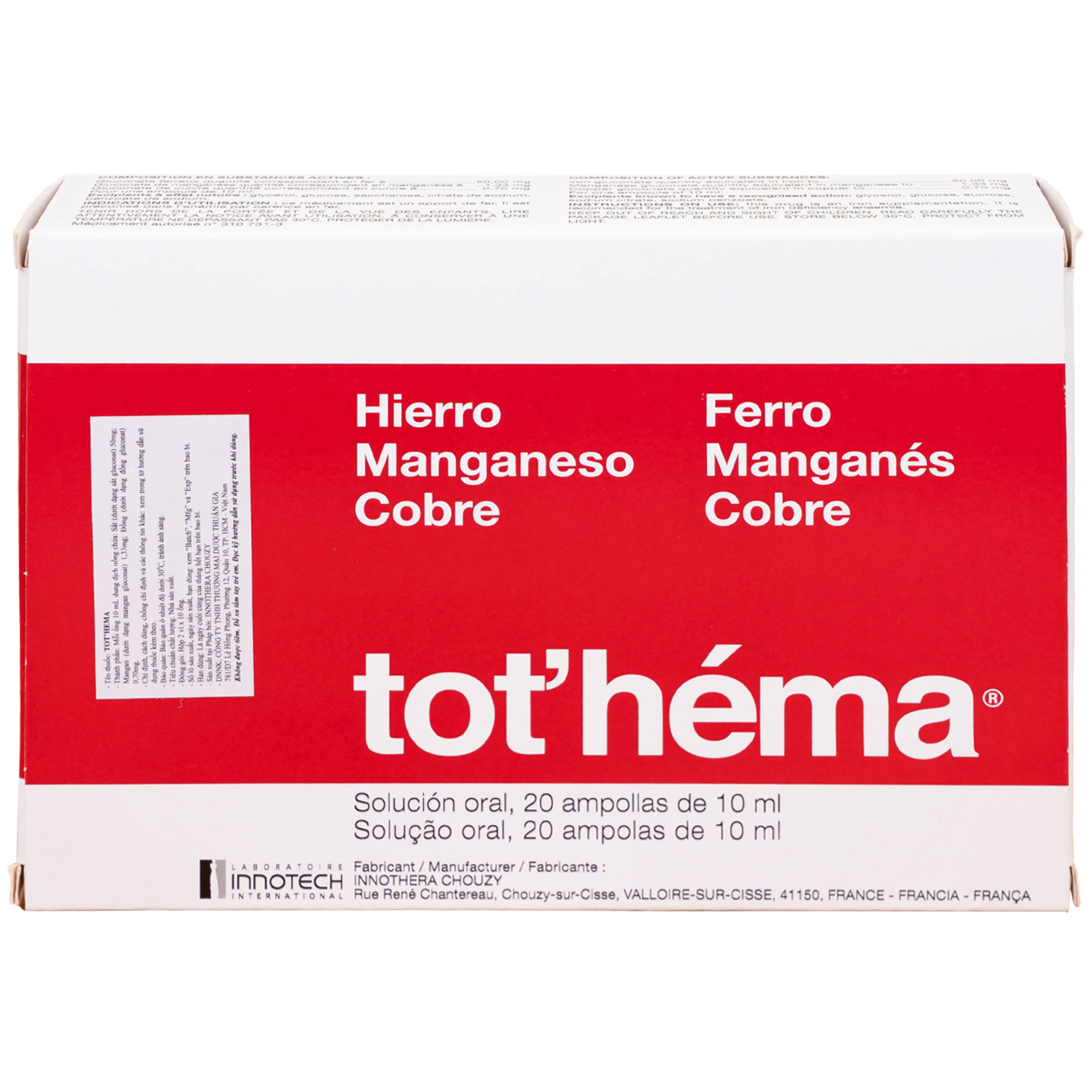 Hình ảnh Dung dịch Tot'héma Innothera điều trị thiếu máu do sắt (2 vỉ x 10 ống x 10ml)