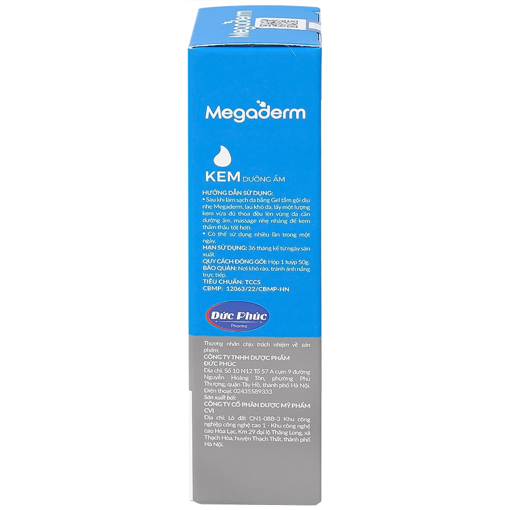 Hình ảnh Kem dưỡng ẩm Megaderm 50g CVI Pharma dưỡng ẩm, làm mềm da, giúp giảm tình trạng khô, nứt nẻ da (1 hộp x 1 chai)