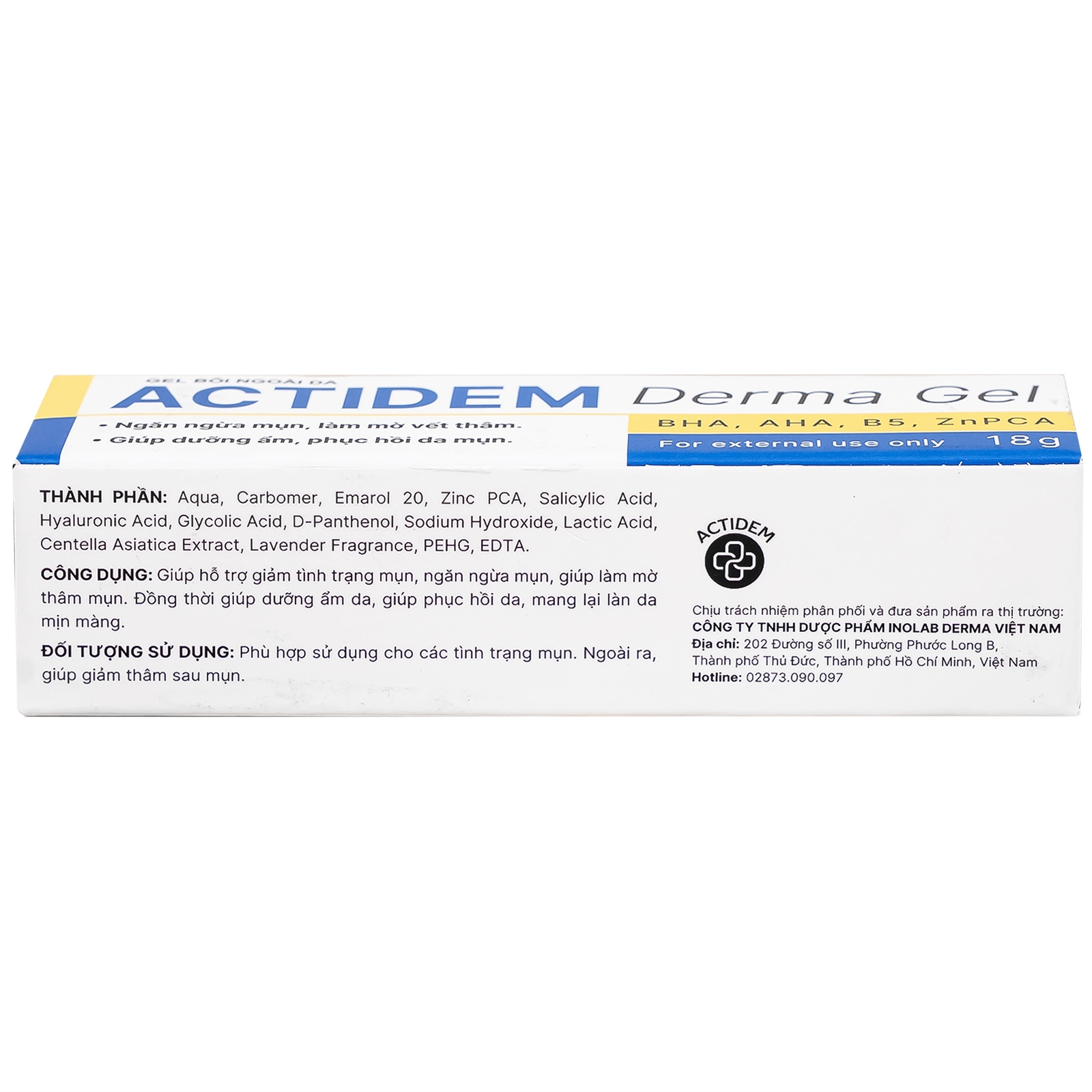 Hình ảnh Gel Actidem Derma giúp ngăn ngừa mụn, làm mờ vết thâm (18g)