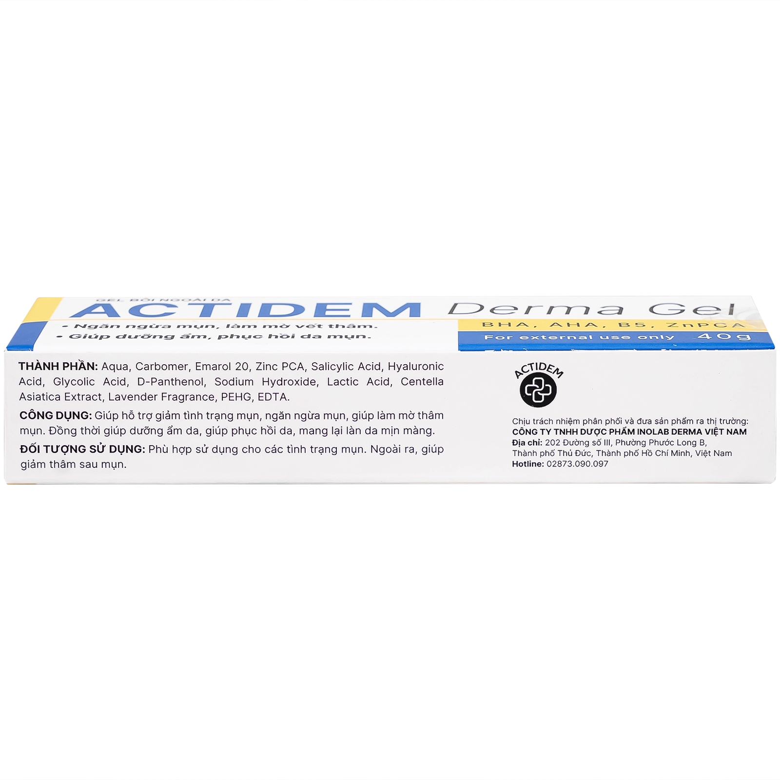 Hình ảnh Gel Actidem Derma giúp ngăn ngừa mụn, làm mờ vết thâm (40g)