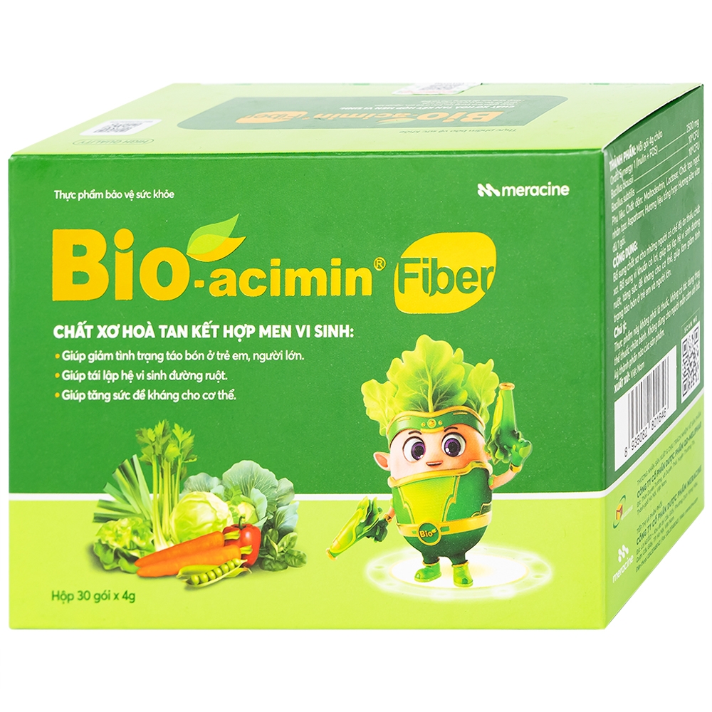 Hình ảnh Cốm vi sinh Bio-acimin Fiber Meracine bổ sung chất sơ hòa tan, giảm tình trạng táo bón (30 gói)