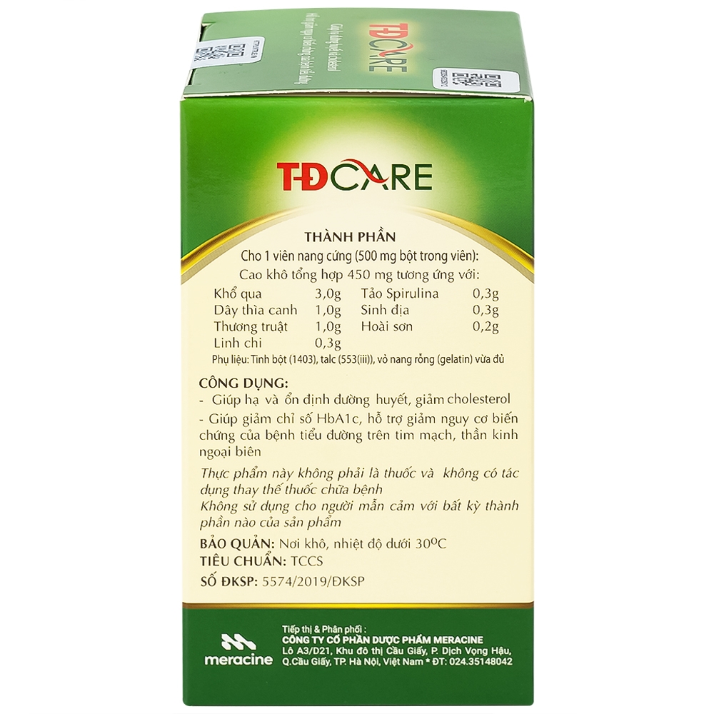 Hình ảnh Viên uống TĐCare Meracine giúp hạ đường huyết và cholesterol (60 viên) 