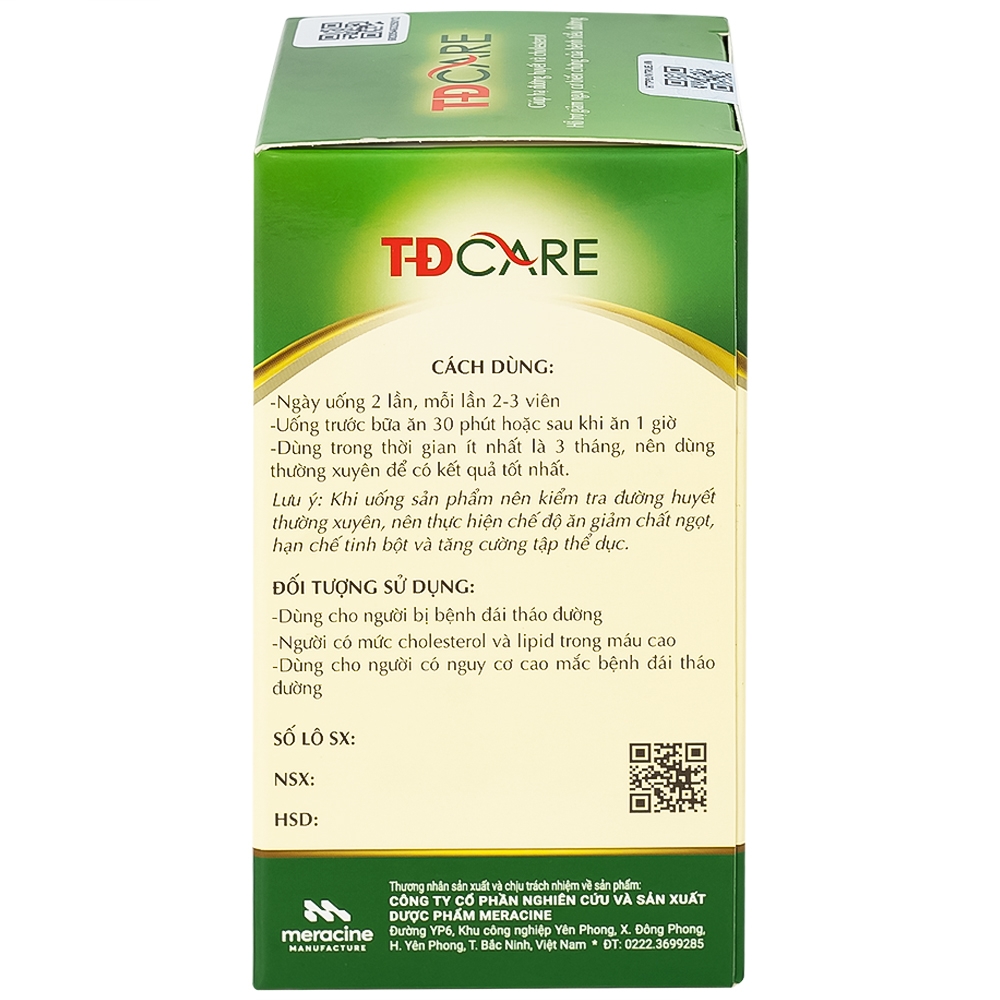 Hình ảnh Viên uống TĐCare Meracine giúp hạ đường huyết và cholesterol (60 viên) 