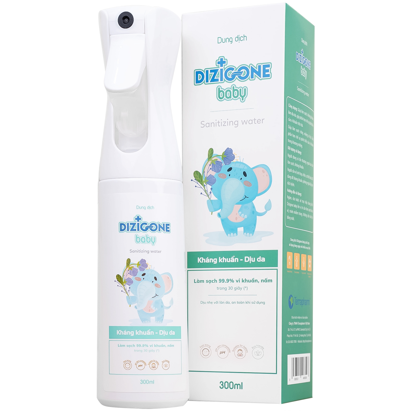 Hình ảnh Dung dịch Dizigone Baby Sanitizing Water Terrapharm giúp làm sạch, kháng khuẩn, làm dịu da (300ml)