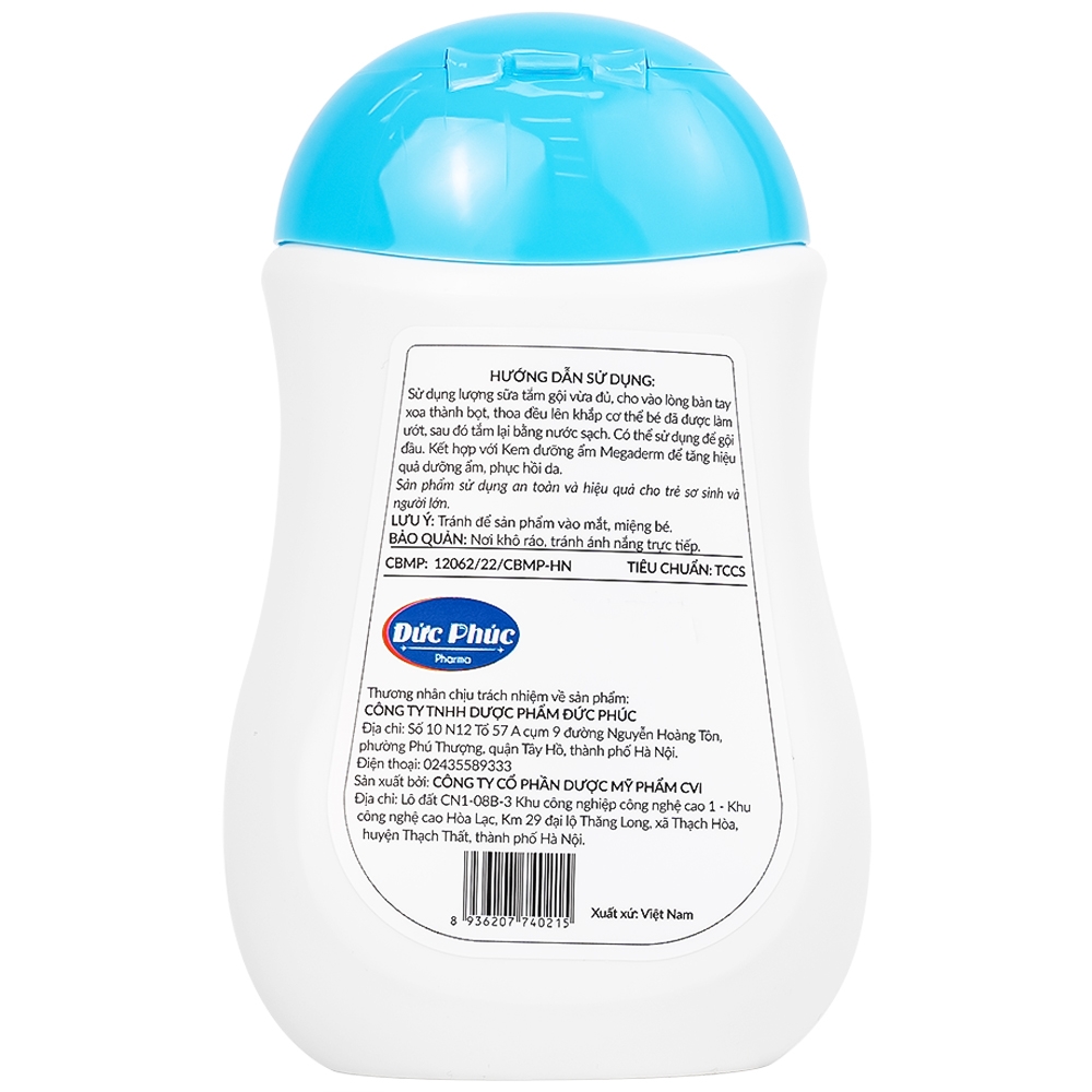 Hình ảnh Gel tắm gội dịu nhẹ Megaderm CVI Đức Phúc Pharma làm sạch dịu nhẹ, chăm sóc và bảo vệ da (180ml)