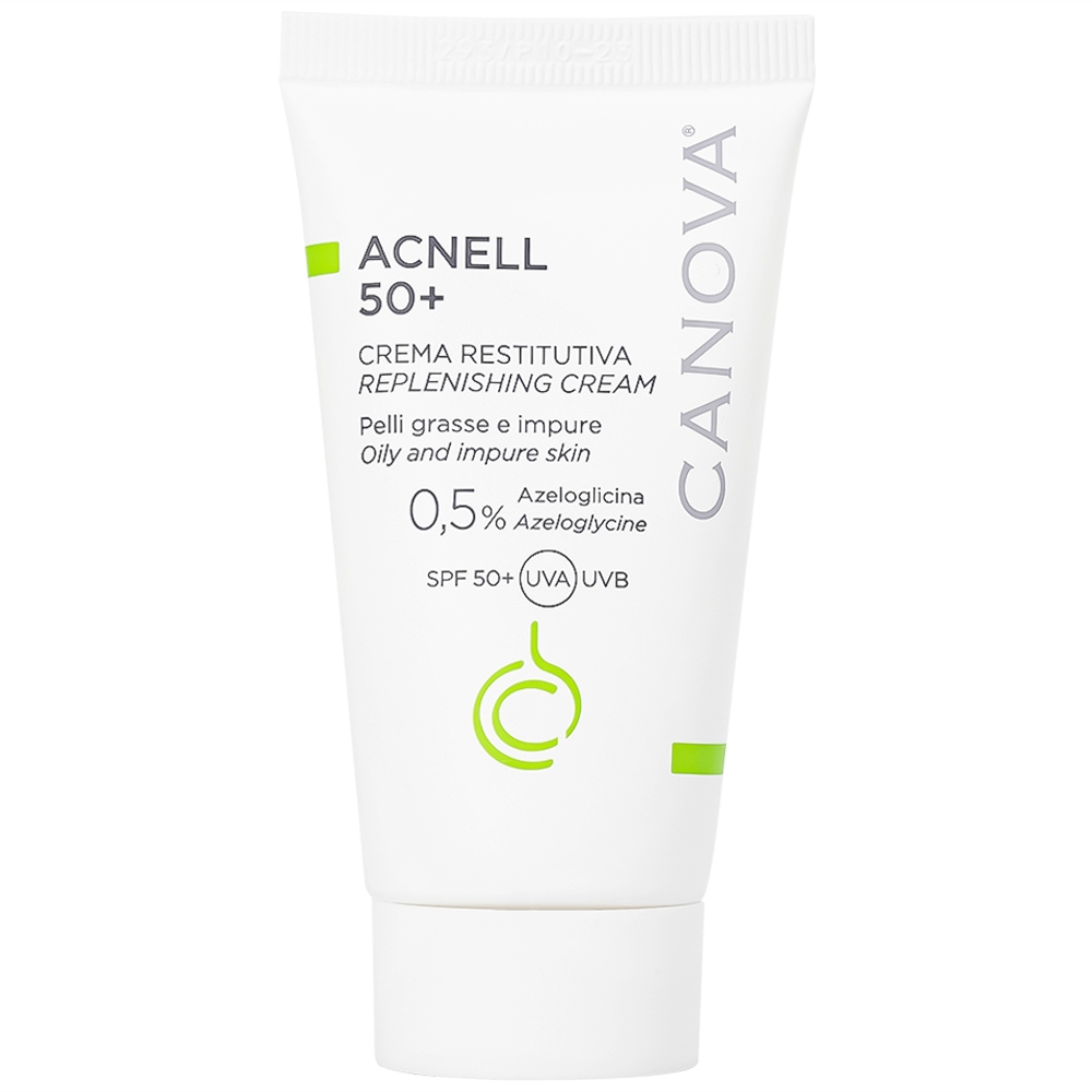 Hình ảnh Kem ngừa mụn ban ngày Canova Acnell 50+ giúp chăm sóc và dưỡng ẩm cho da bị mụn, da kích ứng và da nhạy cảm (50ml)