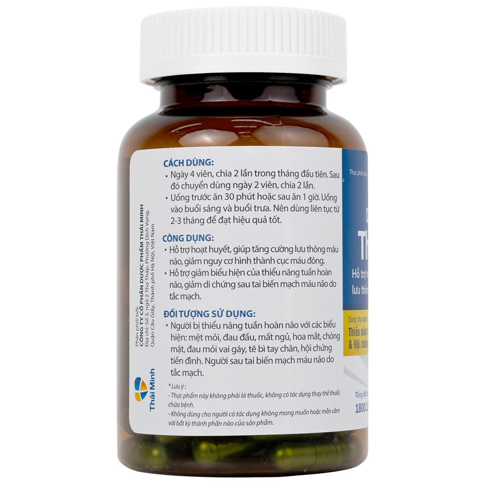 Hình ảnh Viên uống Dưỡng Não Thái Minh hỗ trợ hoạt huyết, tăng cường lưu thông máu não (80 viên)