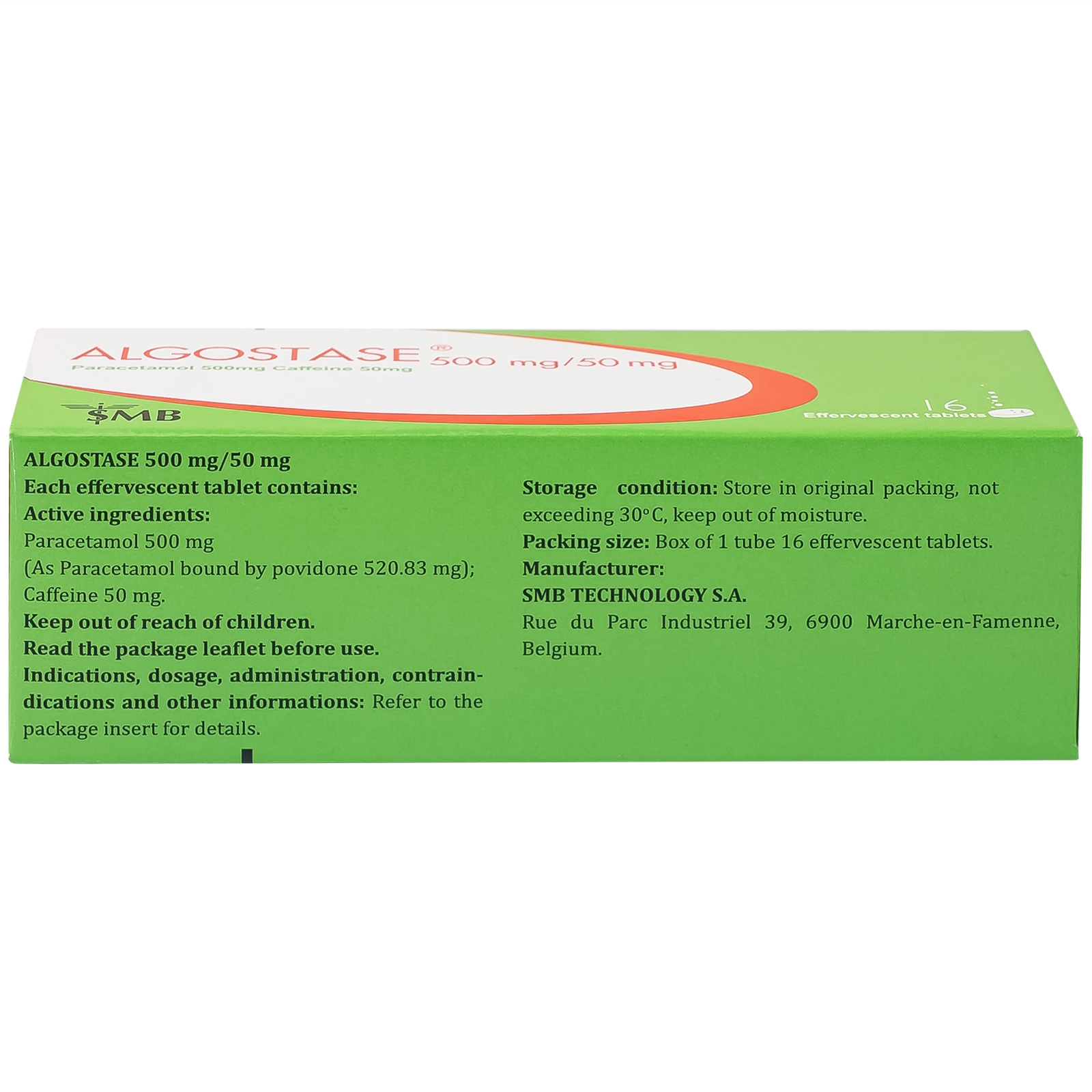 Hình ảnh Thuốc Algostase 500mg/50mg SMB điều trị đau nhẹ đến vừa và hạ sốt (16 viên)