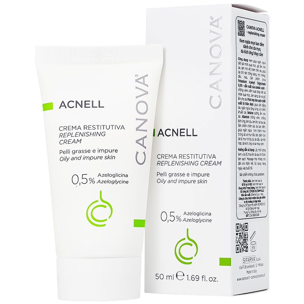 Hình ảnh Kem ngừa mụn ban đêm Canova Acnell Sifarma giúp ngăn ngừa hình thành mụn trứng cá và mụn đầu đen (50ml)