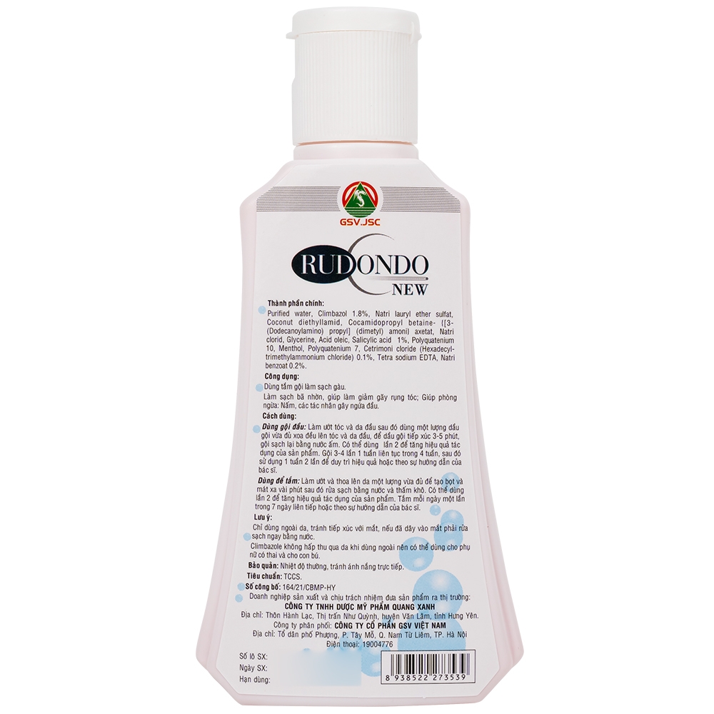 Hình ảnh Dầu gội Rudondo New Quang Xanh giúp sạch gầu, giảm nấm, dầu nhờn da dầu (120ml)