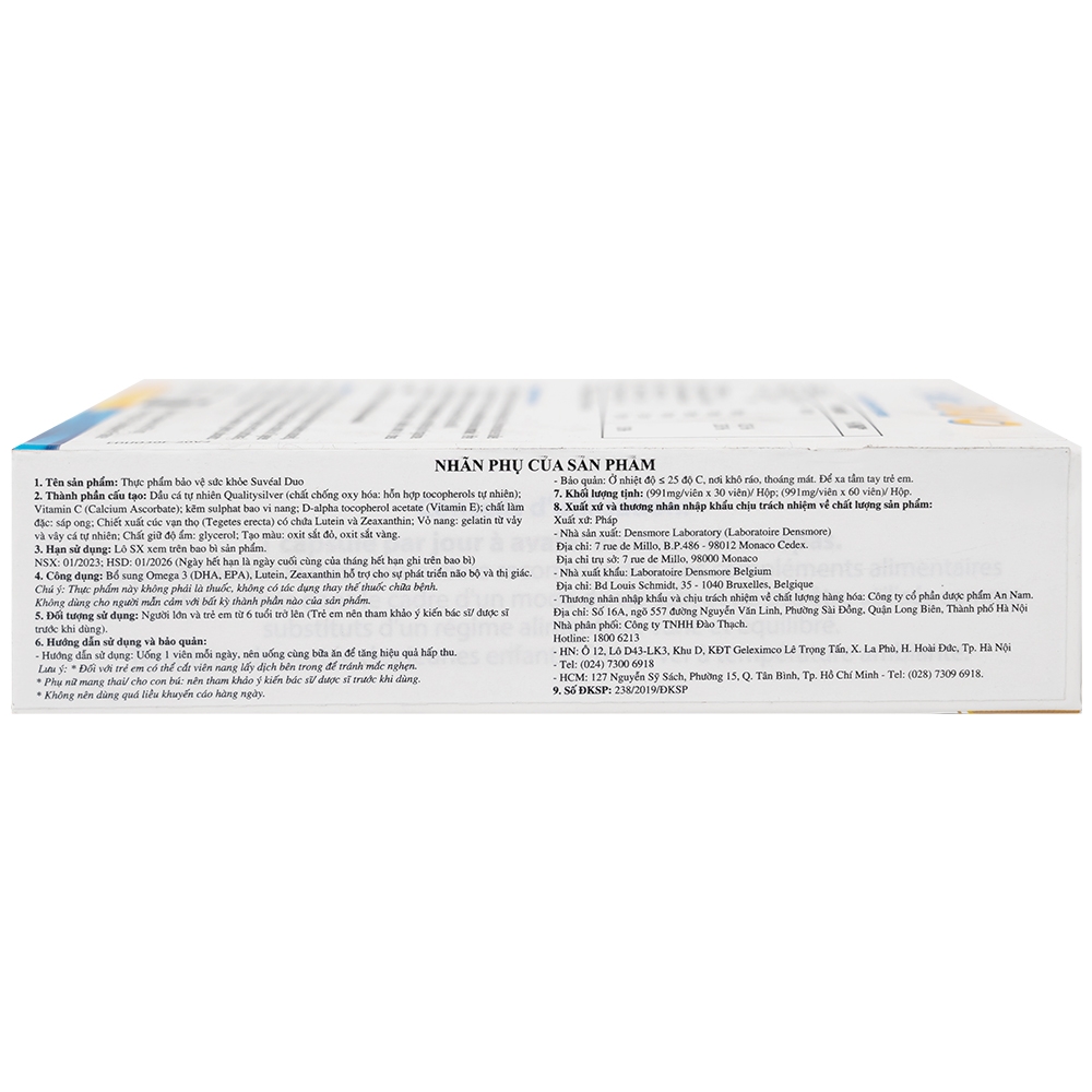 Hình ảnh Viên uống Suvéal Duo Densmore Laboratoire bổ sung Omega 3, hỗ trợ cho sự phát triển não bộ và thị giác (2 vỉ x 15 viên)