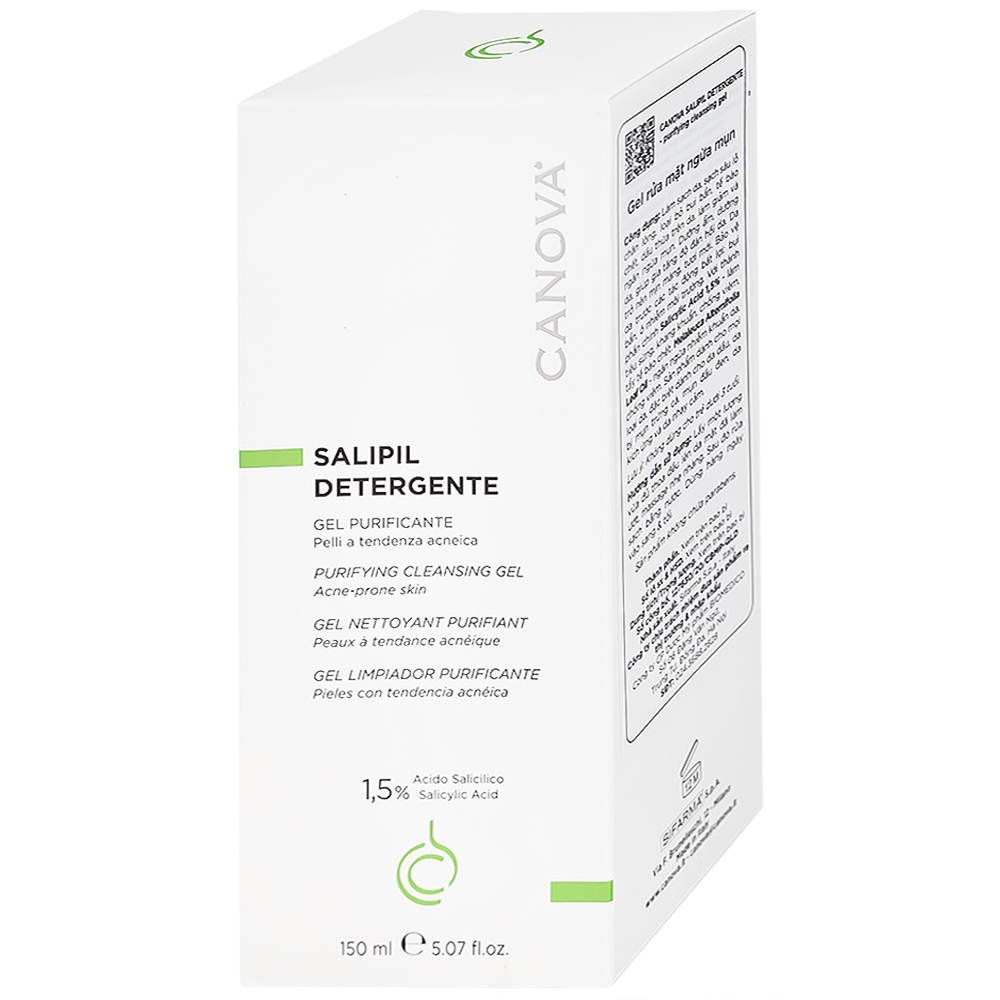 Hình ảnh Gel rửa mặt ngừa mụn Canova Salipil Detergente Sifarma giúp loại bỏ bụi bẩn, tế bào chết, làm giảm và ngăn ngừa mụn (150ml)
